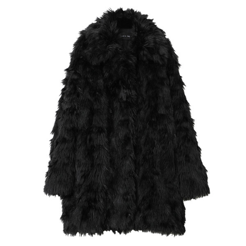 JADE Black Vegan Fur Coat